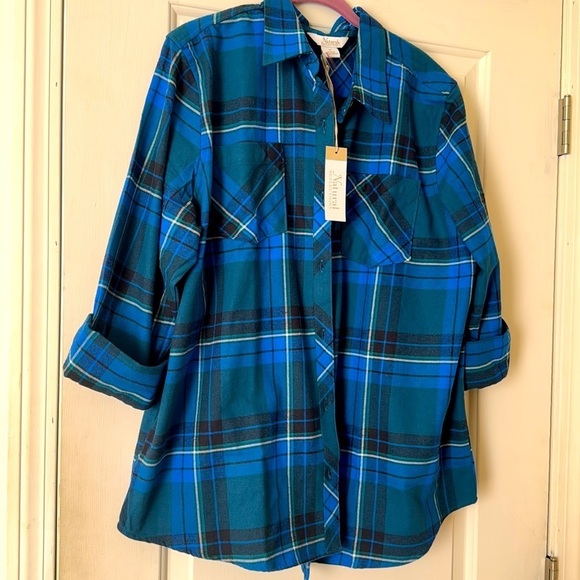 Natural Reflections Plaid Flannel Button Up Shirt Relax XL Western Layered Top - Picture 9 of 13